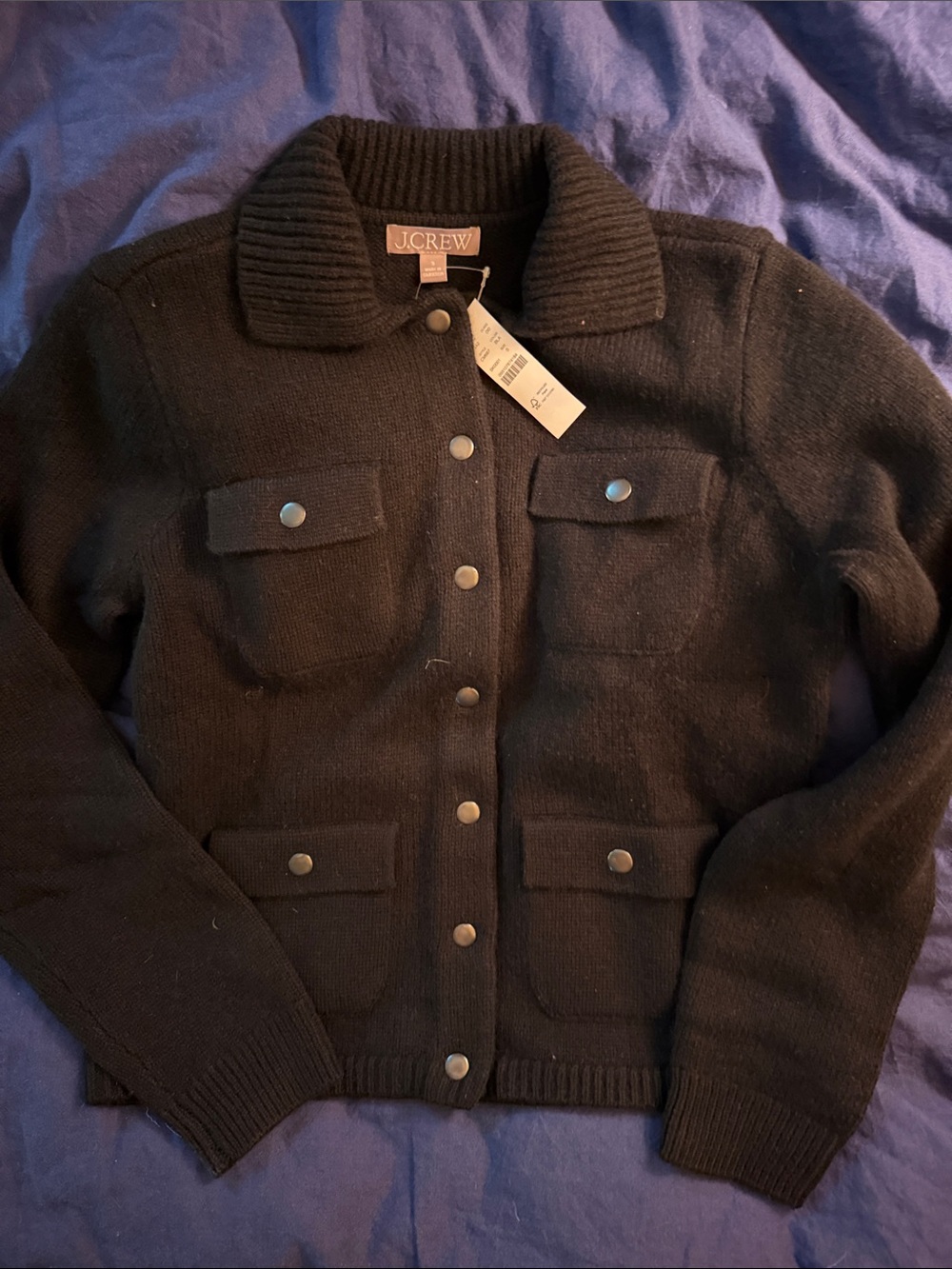 JCrew nwt wool sweater jacket black size small